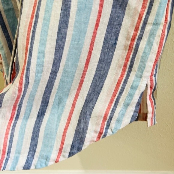 L.L. Bean Women's Premium Washable Linen Drawstring Tunic, Stripe Size Medium - Picture 7 of 14